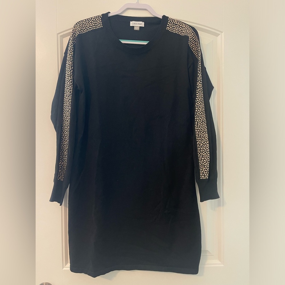 Calvin Klein black sweater dress L